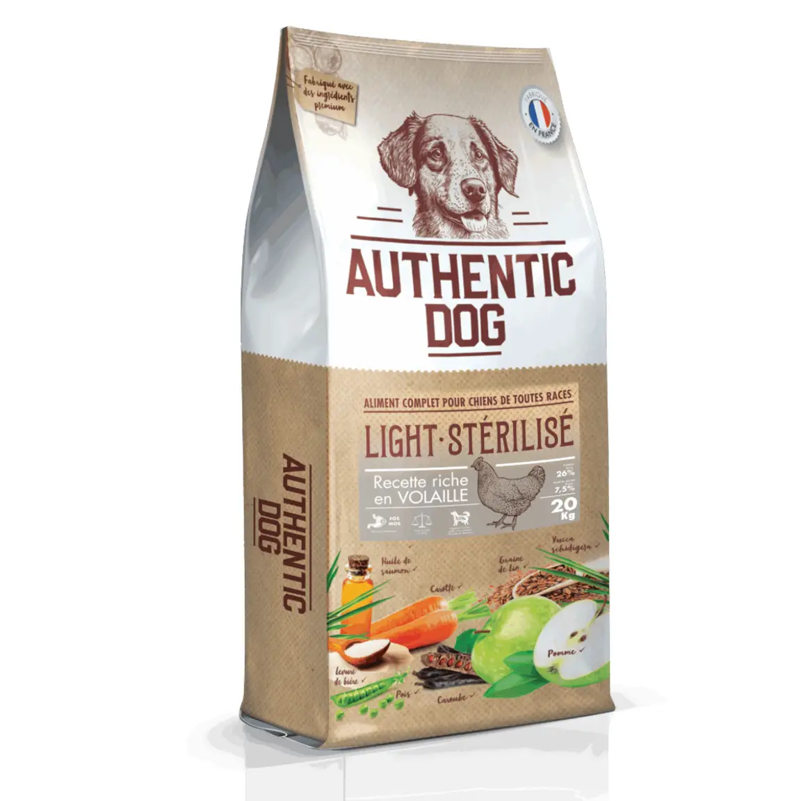 Exemplo de ração seca para cão Authentic Dog (Auberdog)